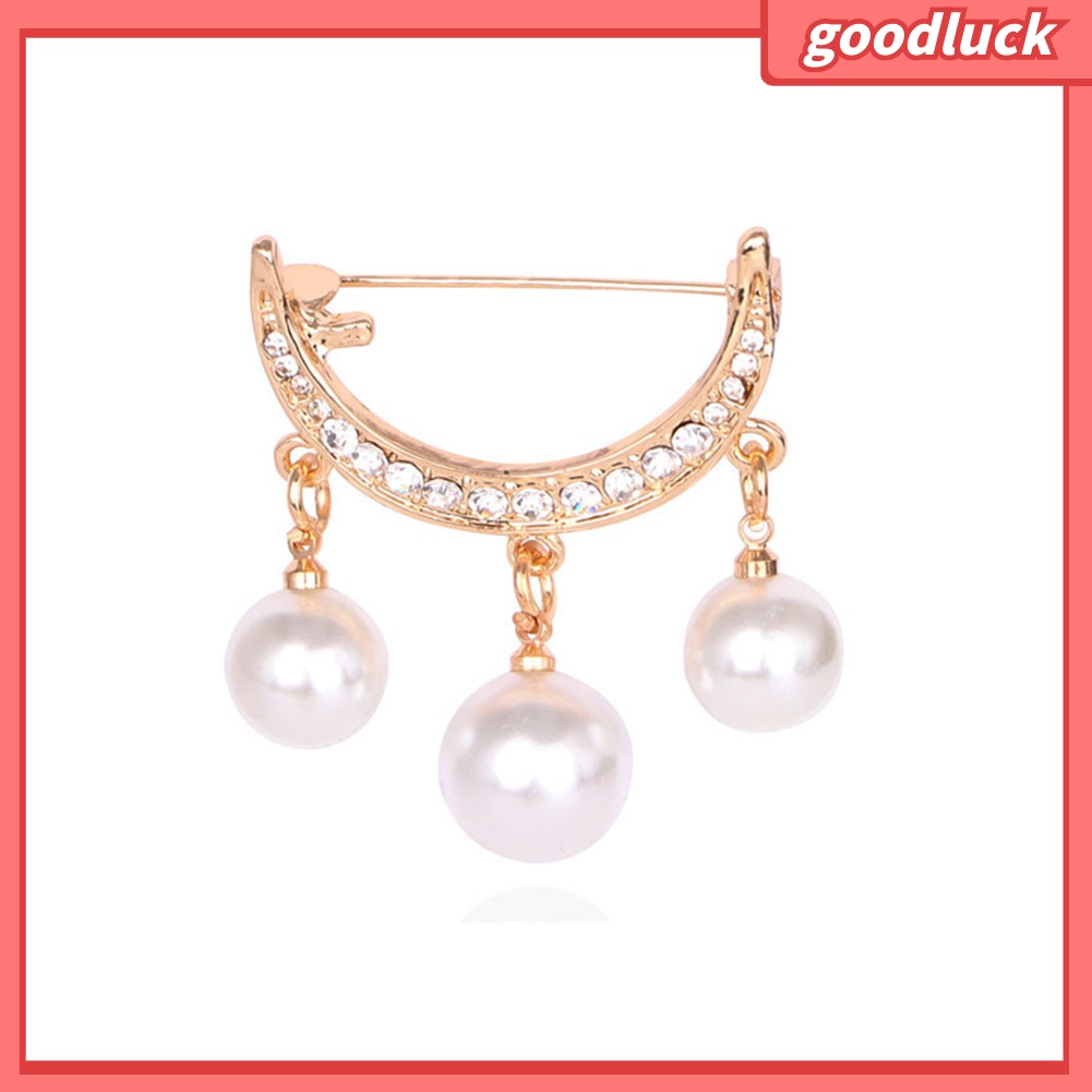 Set 2 Ghim Cài Áo Hình Bán Nguyệt Đính Ngọc Trai Giả Thời Trang Cho Nữ