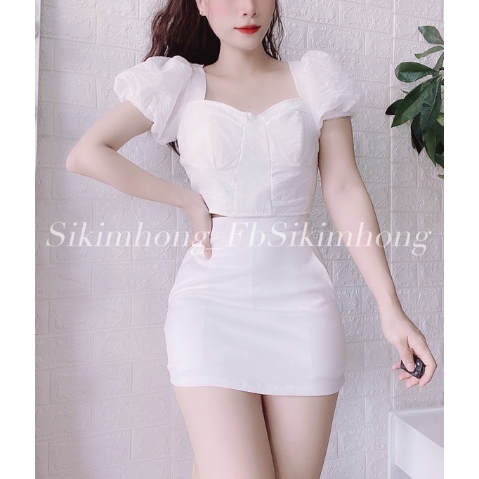 Áo kiểu hở lưng croptop , hình shop tự chụp