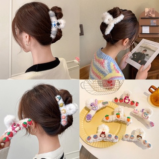  Kẹp Tóc Càng Cua Cỡ Lớn Phối Lông Kiểu Hàn Quốc Dễ Thương
