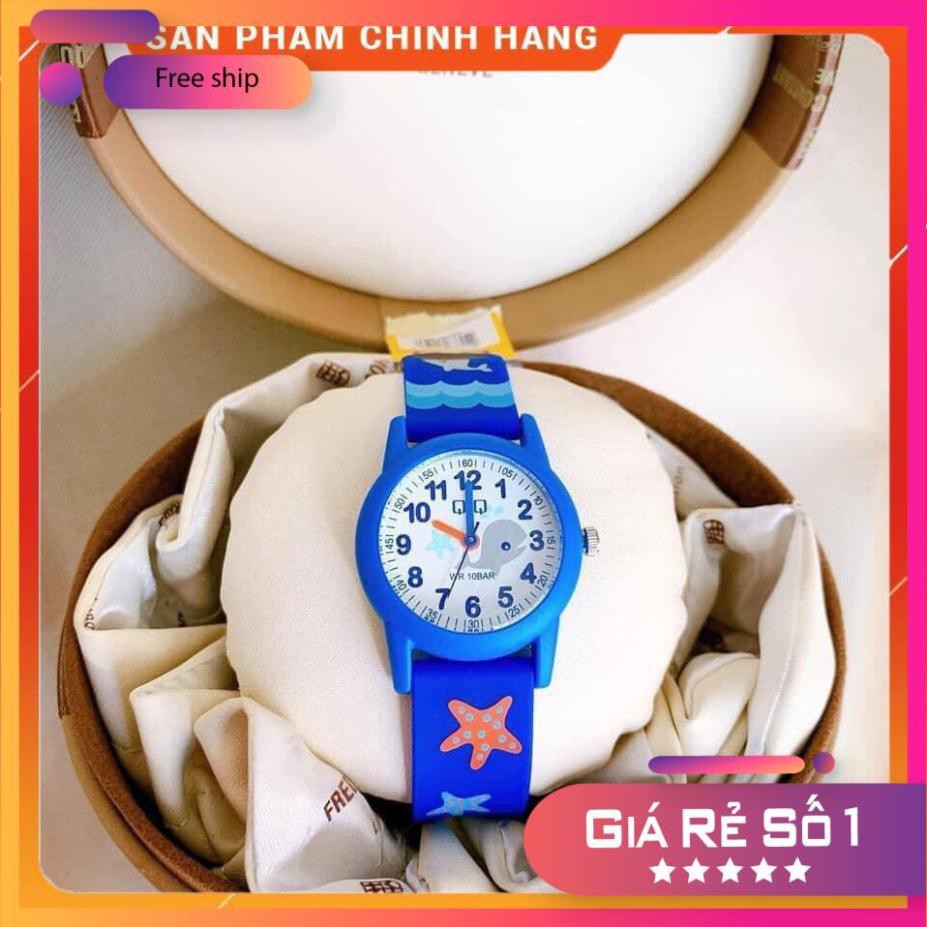 Đồng hồ trẻ em Casio QQ mặt cá heo , dây xanh Full Box ⚜️Hàng Authentic⚜️