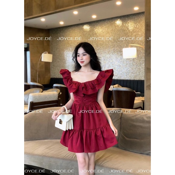 Váy - Đầm bèo đỏ trễ vai siu xinh