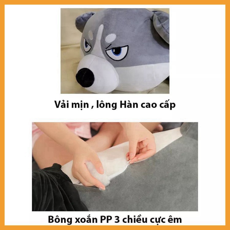 Chó Husky Bông Siêu To Khổng Lồ - Chất Liệu Lông Nhung Mềm Mịn Co Dãn 4 Chiều - Gấu Bông Chó Husky Qùa Tặng Ý Nghĩa st13