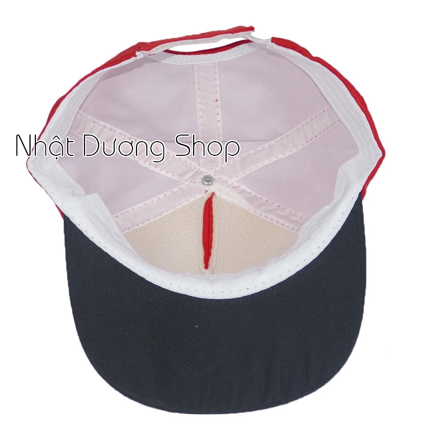 Nón kết Doraemon dành cho trẻ em từ 3-5 tuổi - Đỏ &amp; đen ABC Chất liệu Sam Sung kết hợp với vải Cotton tạo nên sự thoáng