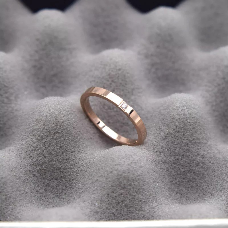 Nhẫn Mạ Vàng Hồng 18k Đính Đá Zircon Phong Cách Nhật Bản