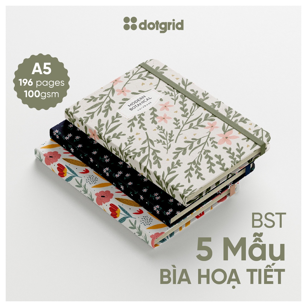 Sổ tay bujo Etoxic Flowers A5 Special Edition giấy 100GSM (Chấm/Caro/Kẻ ngang/Trơn)