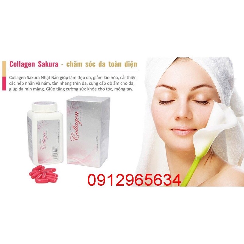 Viên uống Collagen Sakura nhập khẩu từ Nhật Bản bổ sung dinh dưỡng cho phụ nữ đẹp da đẹp dáng khoẻ mạnh trắng da 120v