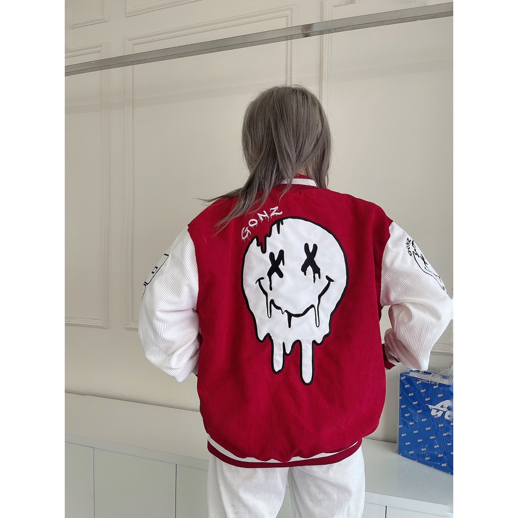 Áo Khóac Form Rộng  Nhung Tâm Jacket Varsity Graffiti