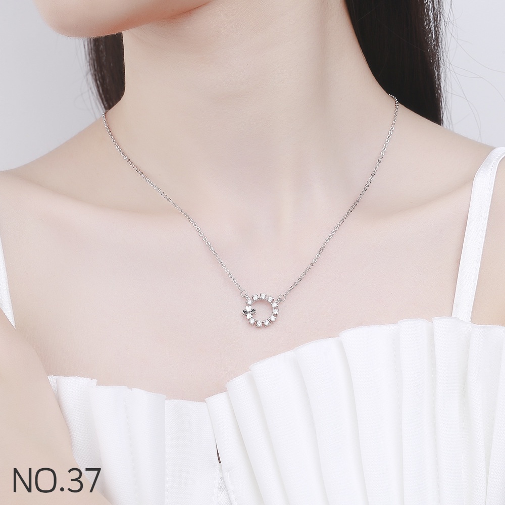 Vòng cổ Bạc 925 Mặt Kim Cương Trắng Thanh Lịch