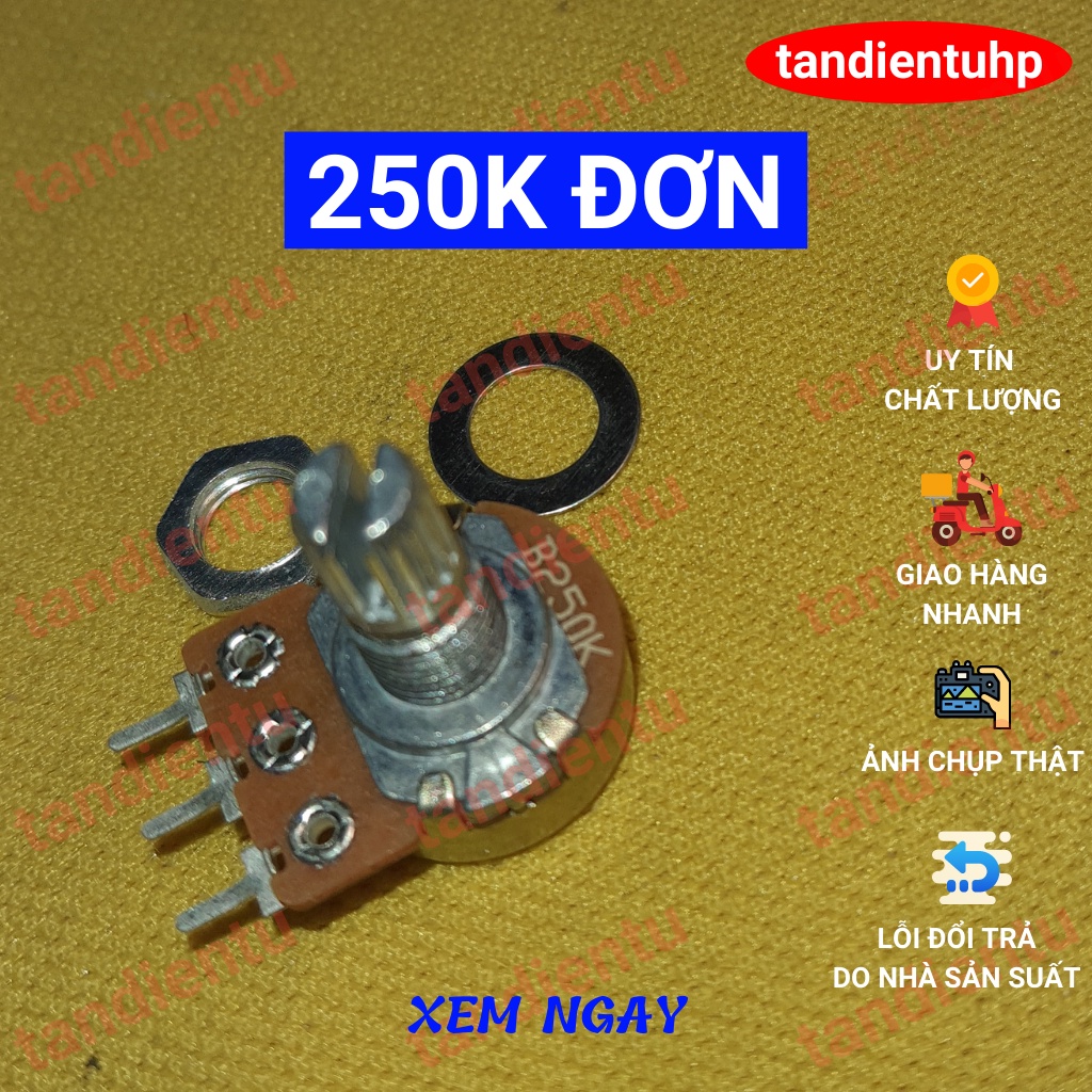 5 CHIẾC CHIẾT ÁP, BIẾN TRỞ  ĐƠN : 15MM KÈM ỐC VẶN VÀ LÓT 1K, 2K, 5K, 10K, 20K, 50K, 100K, 250K, 500K