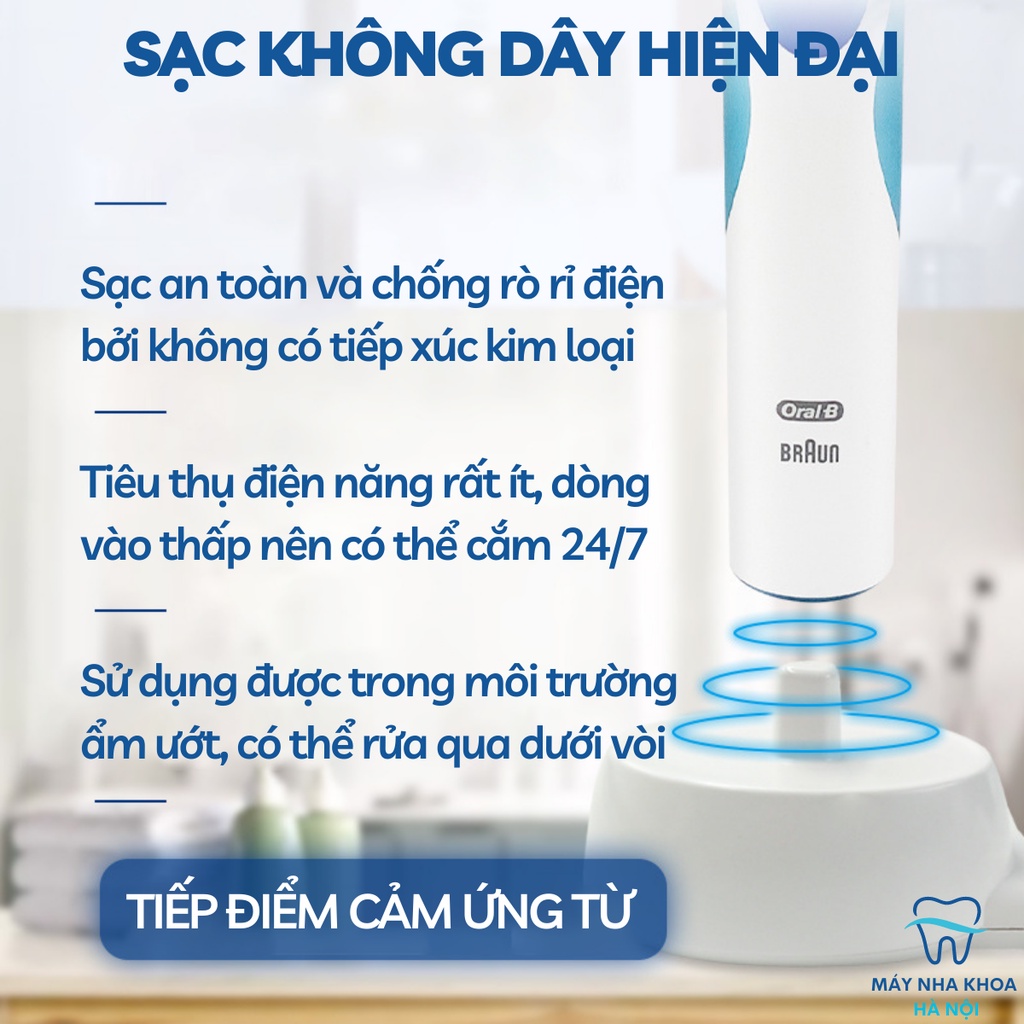 Bàn chải điện Oral-B chính hãng - Bàn chải đánh răng điện Oral-B sạc không dây sạc cảm ứng Braun
