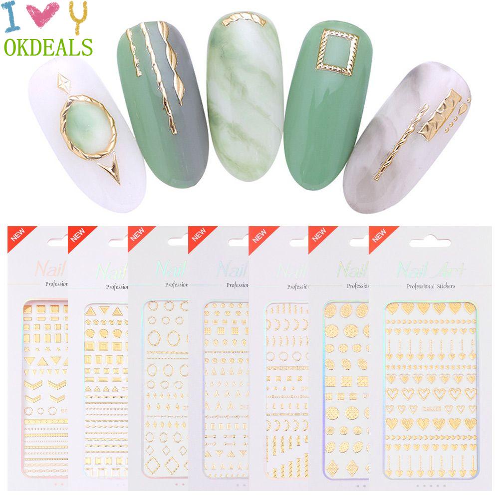 Miếng Dán Trang Trí Móng Tay Hình Ngôi Sao 3D Lấp Lánh|Miếng Dán Trang Trí Móng Tay Nghệ Thuật Họa Tiết Gợn Sóng/ Đường Kẻ