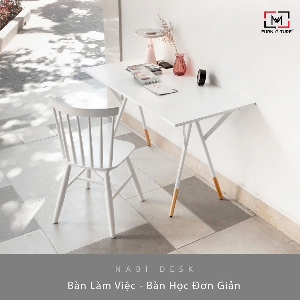 Bàn học và làm việc gỗ chân sắt sang trọng size 120x50 cm thương hiệu MW FURNITURE - Nội thất căn hộ