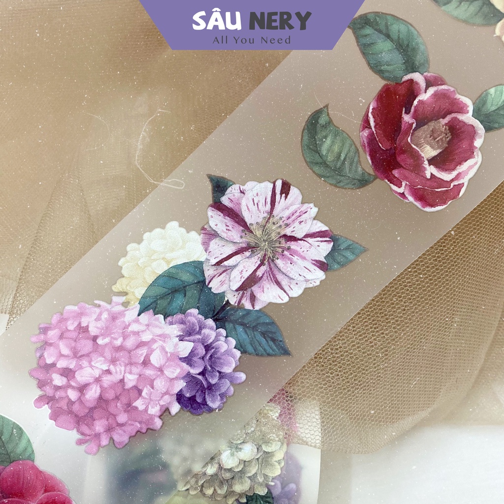 Sâu Nery - Washi tape, sticker hoa trang trí xinh xắn Classic by Loi Design (Chu kì 90cm)