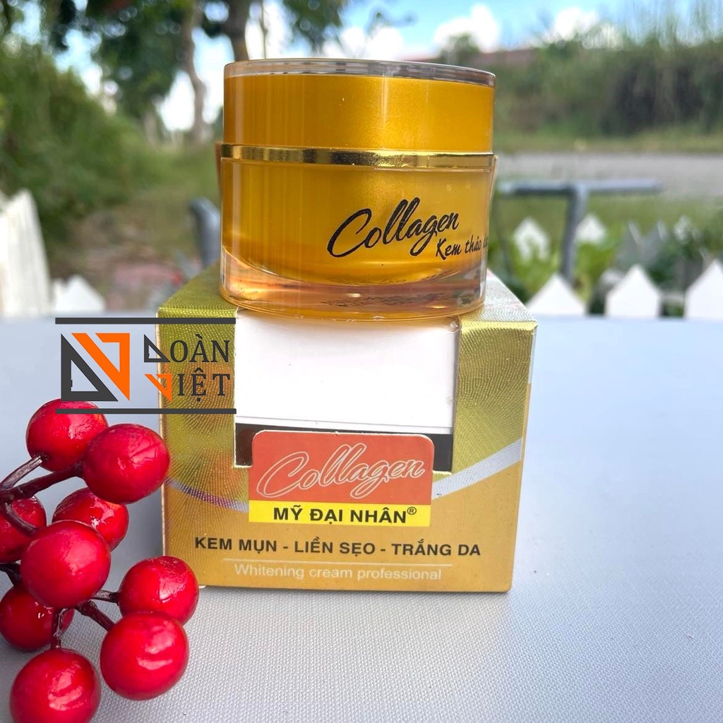 Kem thoa mặt TRẮNG DA, MỤN, LIỀN SẸO,THÂM NÁM,TÀN NHANG, ĐỒI MỒI - Collagen Mỹ Đại Nhân 25 g. Thành phần thảo dược