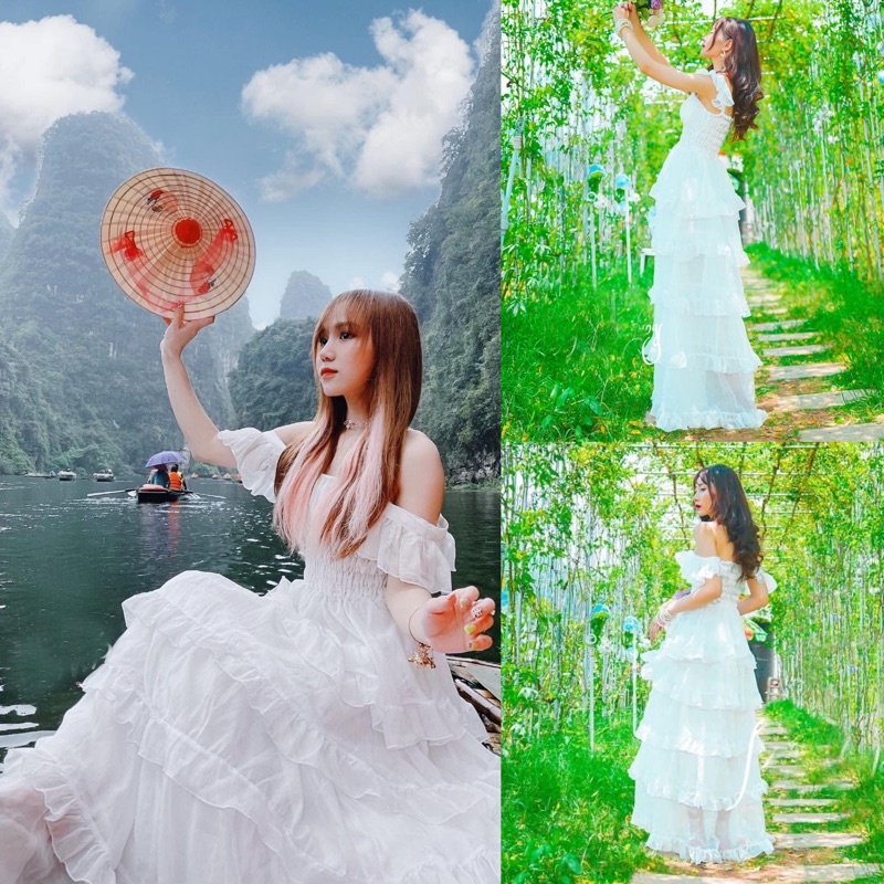 CLIP+HÌNH❤️ Đầm công chúa -Váy maxi trễ vai bèo nhiều tầng