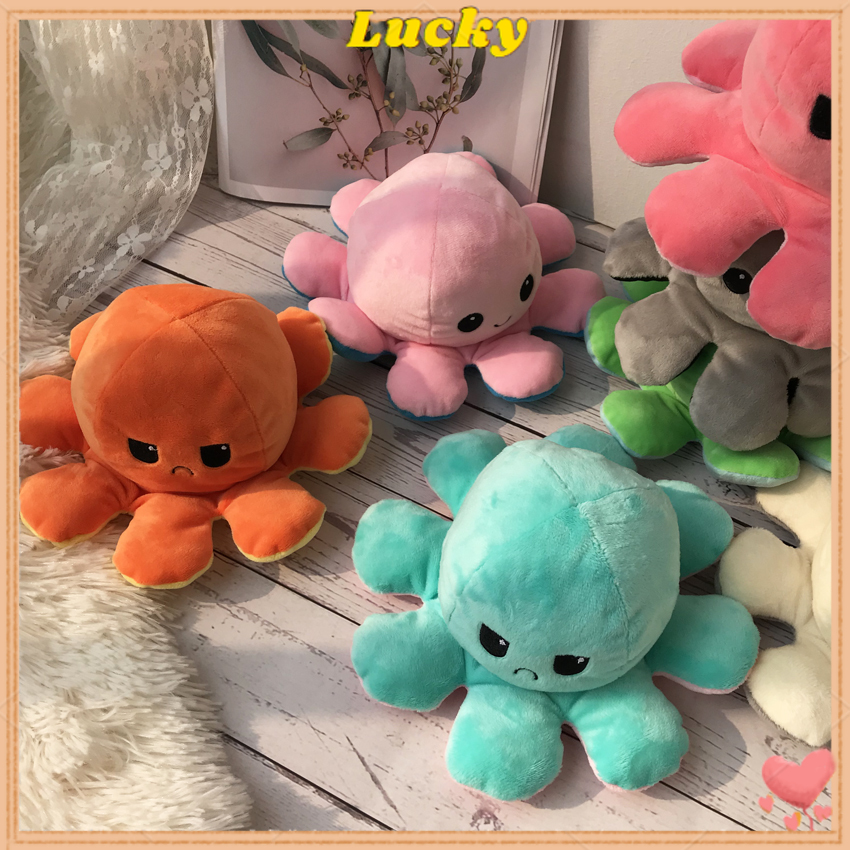 【LKY】Flip Plush Toys Octopus Doll Pendant Double-Sided Reversible Stuffed Doll Halloween Decoration Gifts