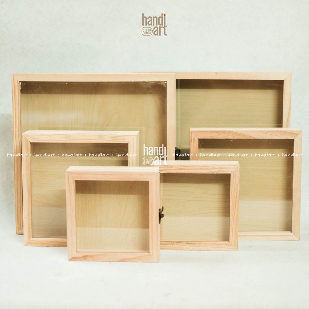 Khung hộp vuông cửa mica kính trang trí tranh 3D