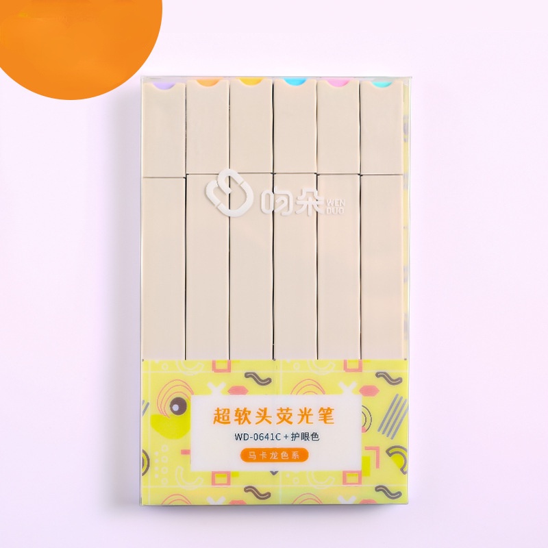 Set 6 Bút Đánh Dấu Đầu Mềm Màu Dạ Quang Cho Học Sinh