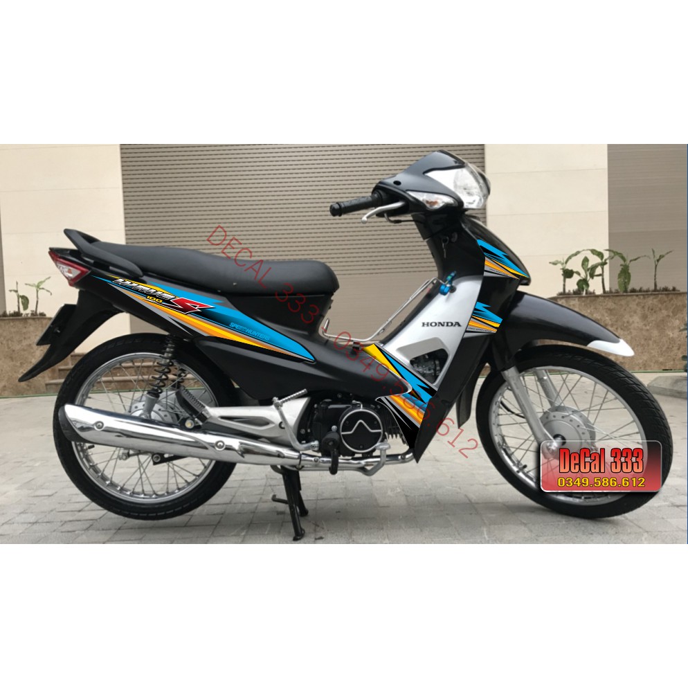 Tem Rời WAVE ALPHA 100 50 cc - Mẫu chữ S - XANH NGỌC đen 612285 (Tem chế 3 lớp cao cấp)