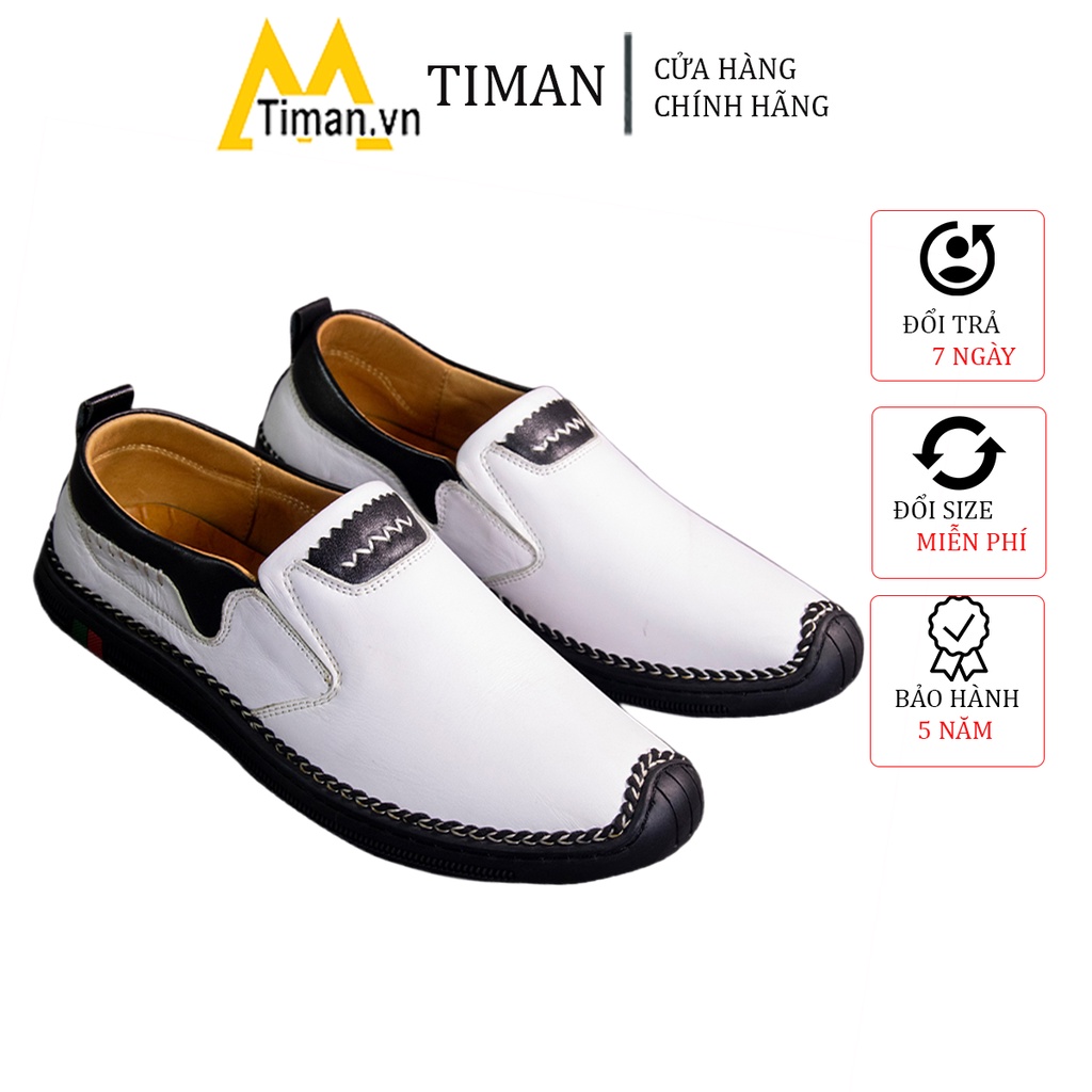 Giày lười nam da bò thật cao cấp bền bĩ TIMAN NT80 nam tính mạnh mẽ thời trang bảo hành 5 năm