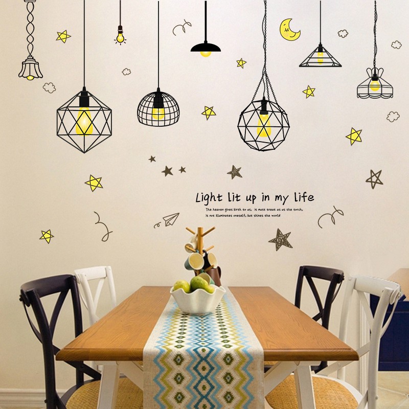 Tranh dán tường trang trí ký túc xá, decal dán tường trang trí decor phòng ngủ (Đèn vàng)