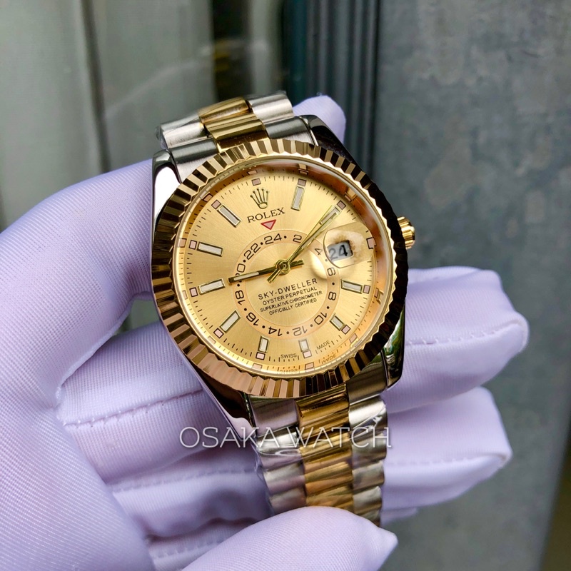 Đồng Hồ Nam Rolex 38mm Máy Nhật Dây Kim Loại Thép Không Gỉ Đúc Lịch Ngày Mới