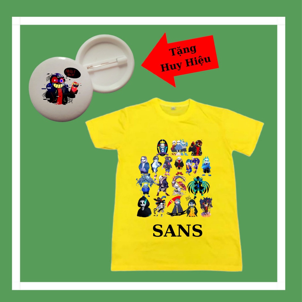 Áo thun Sans đủ các Mẫu Error 404 Ink Sans Error Sans Mix Sans cho bé trai bé gái, huy hiệu Sans