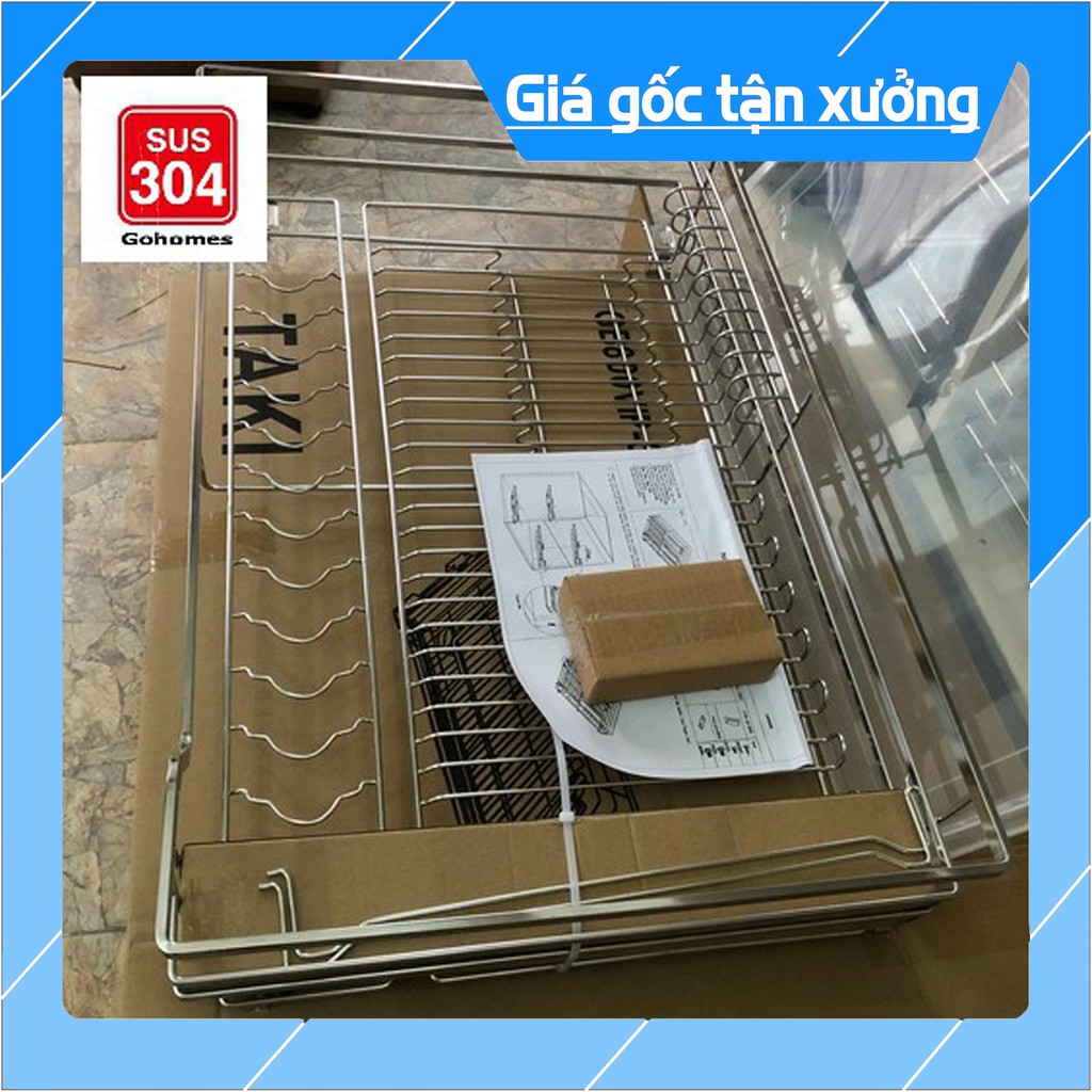 Giá Bát Đĩa Đa Năng Tủ Bếp Dưới Cao Cấp Ray Âm Giảm Chấn INOX 304 (BH Trọn Đời)