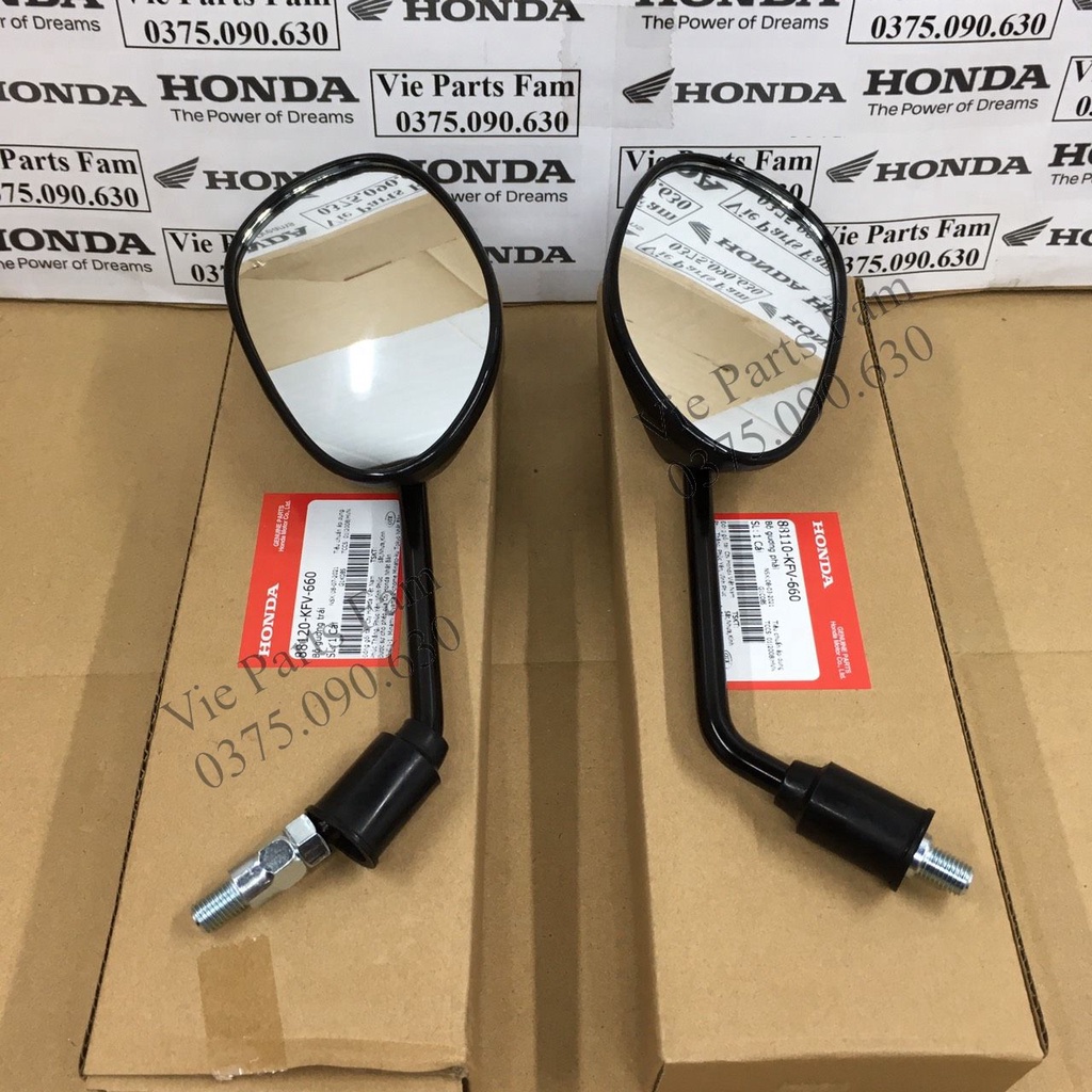 Bộ gương kính chiếu hậu dài Trái - Phải Wave A, RS, S100, Future - Hàng chính hãng Honda