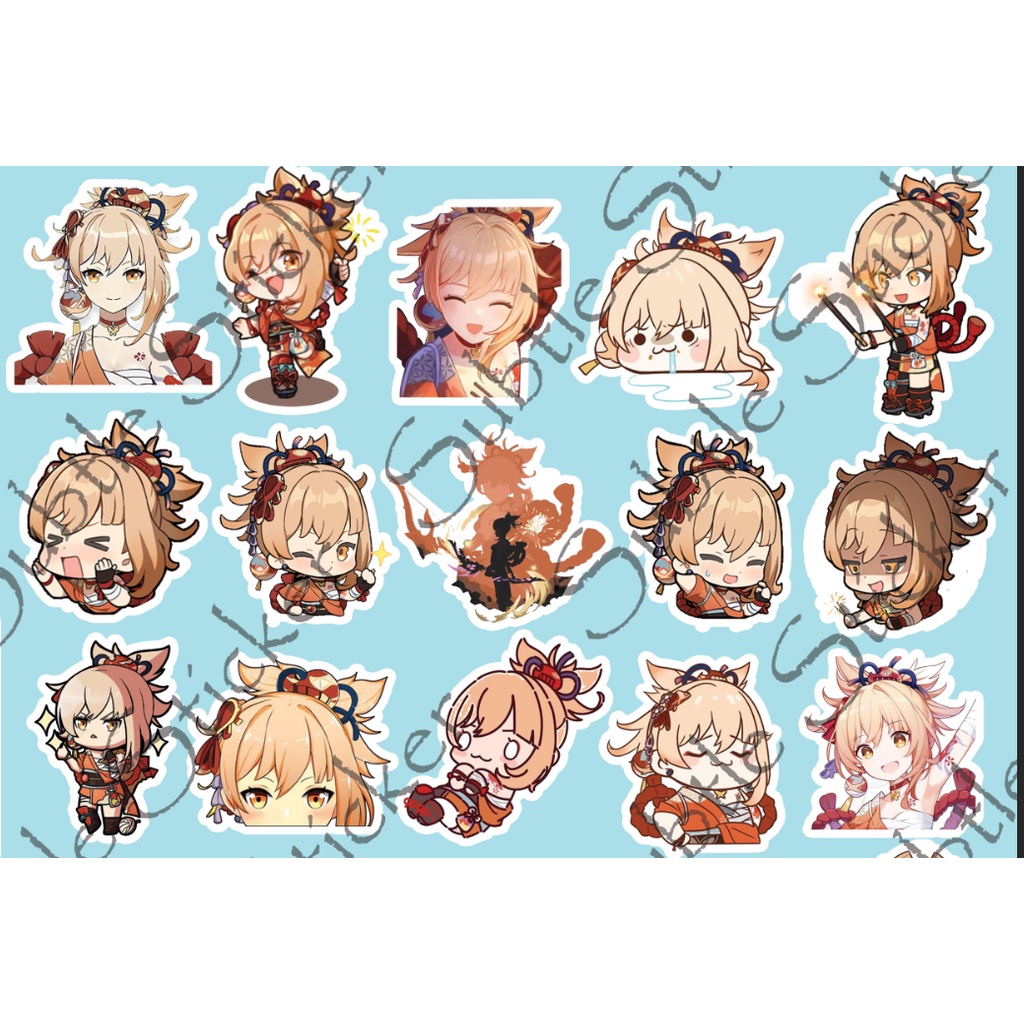 Set 10/15 Sticker Yoimiya hình dán trang trí mũ bảo hiểm, vali, điện thoại, laptop...siêu đẹp