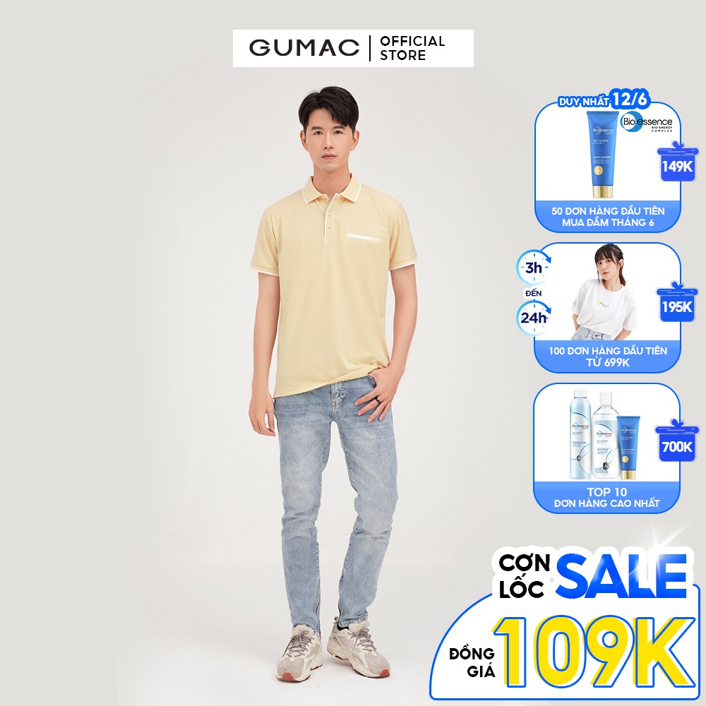 [Mã WABRGD12 giảm 10% đơn 250K] Áo polo nam túi giả GUMAC đủ màu thanh lịch, trẻ trung ATNB481