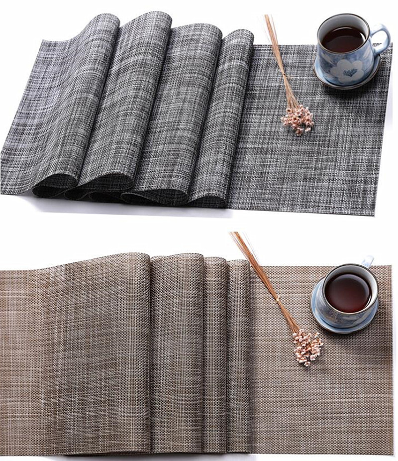Long Size Japanese-style Solid Color Placemat PVC Woven Heat-insulating Table Runner Mat Waterproof Tableware Mats
