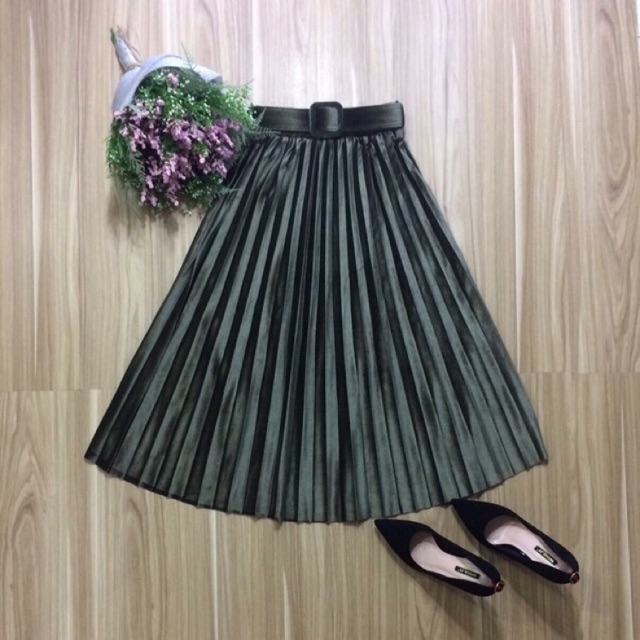 [Đẹp-độc-lạ] chân váy nhung xếp ly | BigBuy360 - bigbuy360.vn