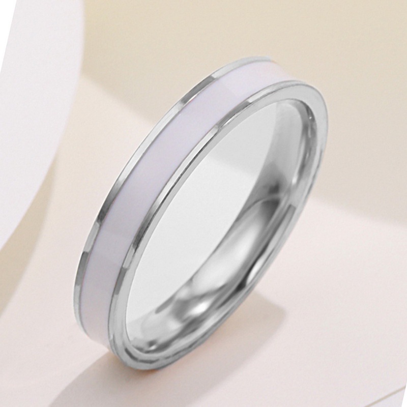 Nhẫn thép không gỉ tráng men đơn giản cổ điển 4mm cho nữ mã 5040