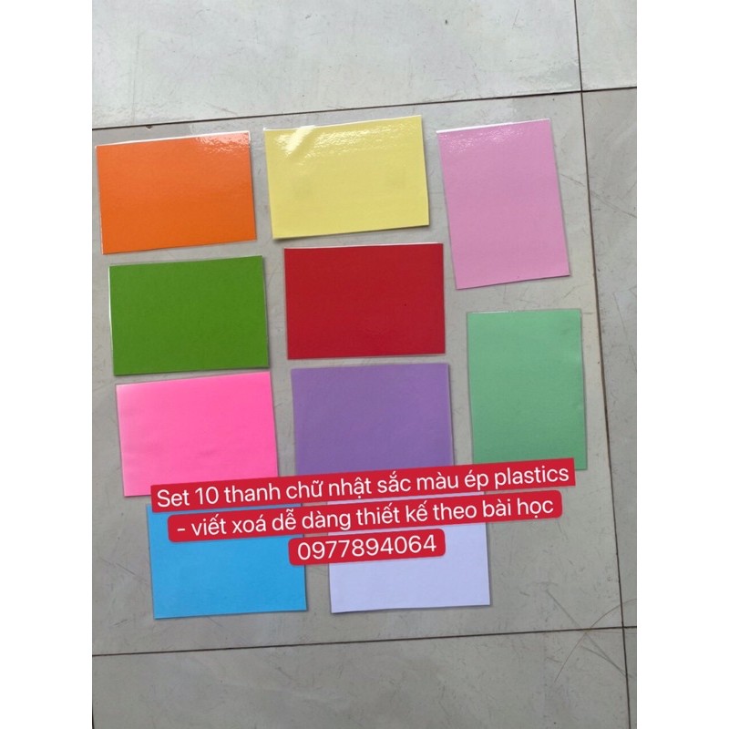 Set 10 thanh chữ nhật sắc màu ép plastic gắn sẵn nam châm-giáo cụ dạy học hấp dẫn