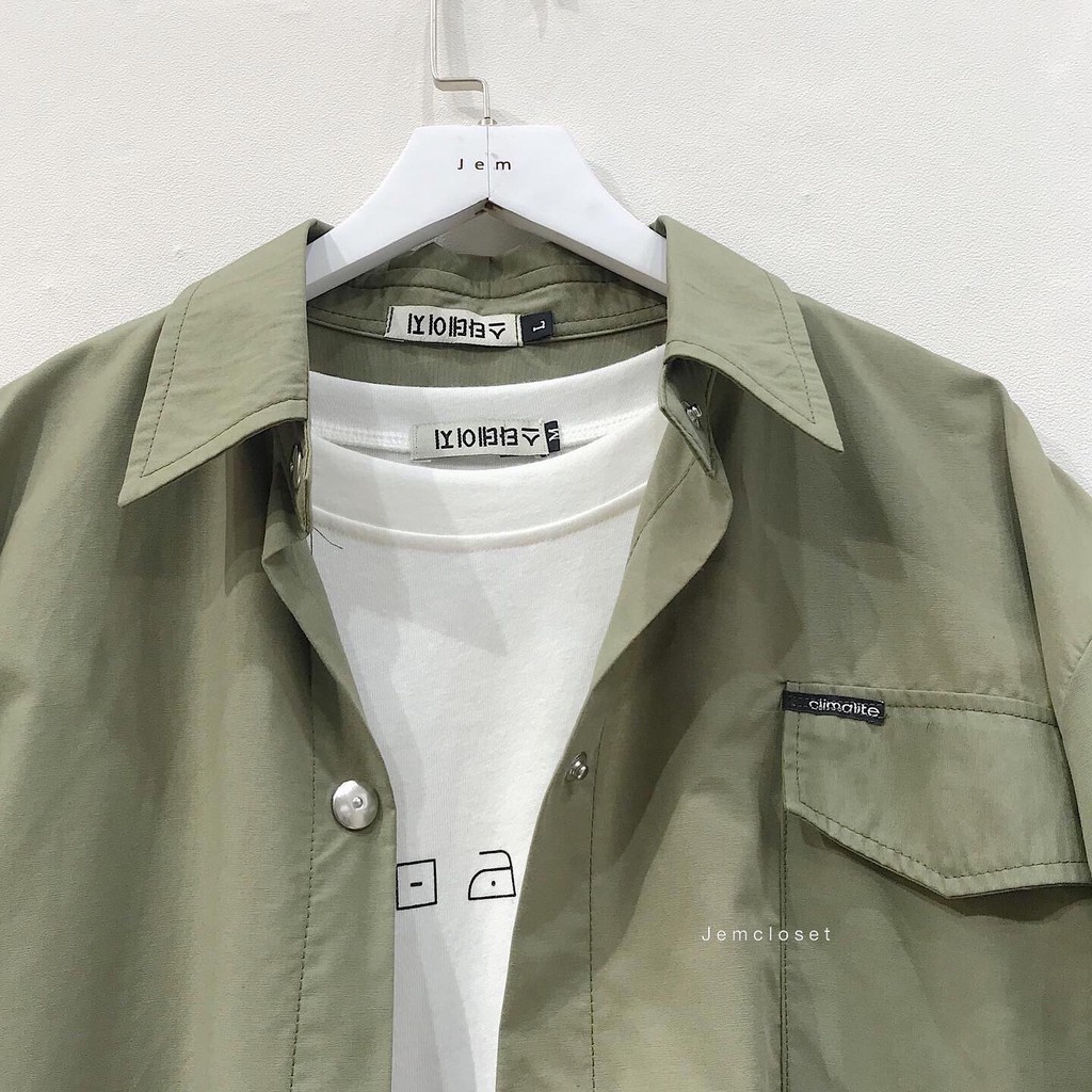 Áo Sơ Mi Nữ Form Rộng Tay Phồng JEM CLOSET Sơ Mi Dài Tay Nút Bấm Cổ Bẻ Có Túi Ngực 3 Màu Xanh Bơ Nâu Xám MACLI 1738