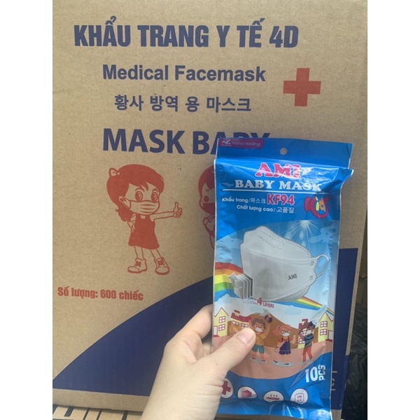 Sỉ 1 thùng khẩu trang KF94 trẻ em AMI / UNI Mask (3-12t) hàng chính hãng mix màu (300 cái)