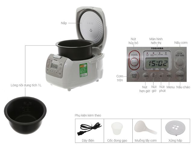 Nồi cơm điện Toshiba 1lit(Hàng nhập Thái Lan mới 100%) | BigBuy360 - bigbuy360.vn