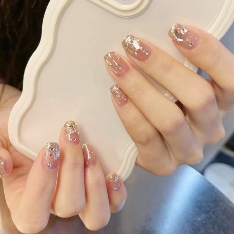 Set 24 móng giả D491 đính đá cao cấp ( Tặng kèm keo và dũa )