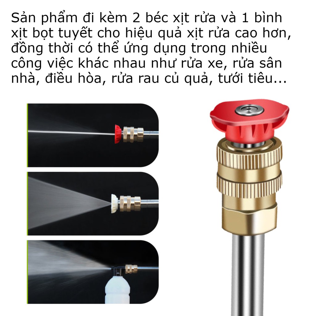 Máy rửa xe dùng pin HITACHI nhiều chế độ có kèm bình xịt và ống nước dùng tưới cây, rửa xe, rửa điều hòa (4Ah)