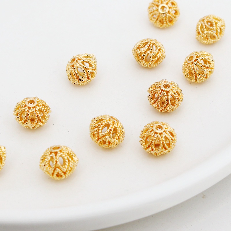 Hạt Xâu Làm Trang Sức Hình Tròn Màu Vàng 14k 8.5 * 10mm