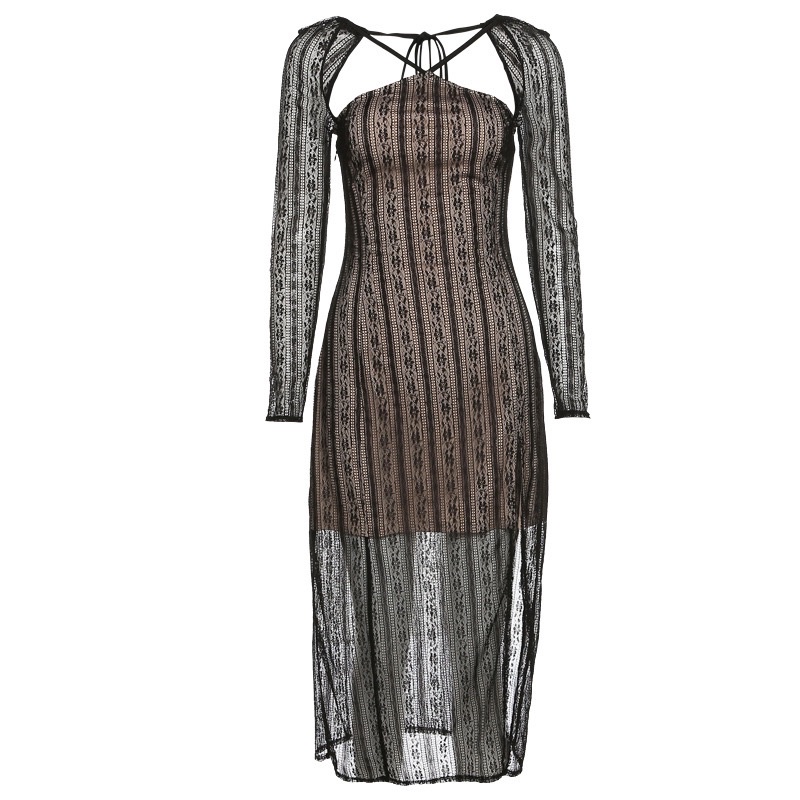 Váy midi yếm cột dây ren 2lớp dáng xẻ tà có ảnh thật 100% shop chụp | dias.worlddd