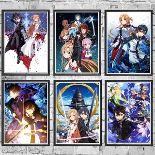 Poster Phim Hoạt Hình Sword Art Online Bằng Giấy Trắng Chất Lượng Cao Trang Trí Nội Thất Quán Bar / Nhà Ở