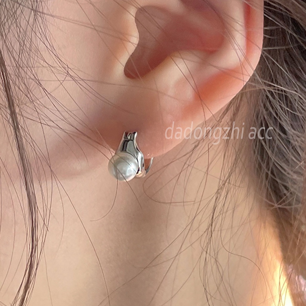 Bông Tai Mạ Bạc 925 Đính Hạt Ngọc Trai Đơn Giản Thời Trang Cao Cấp