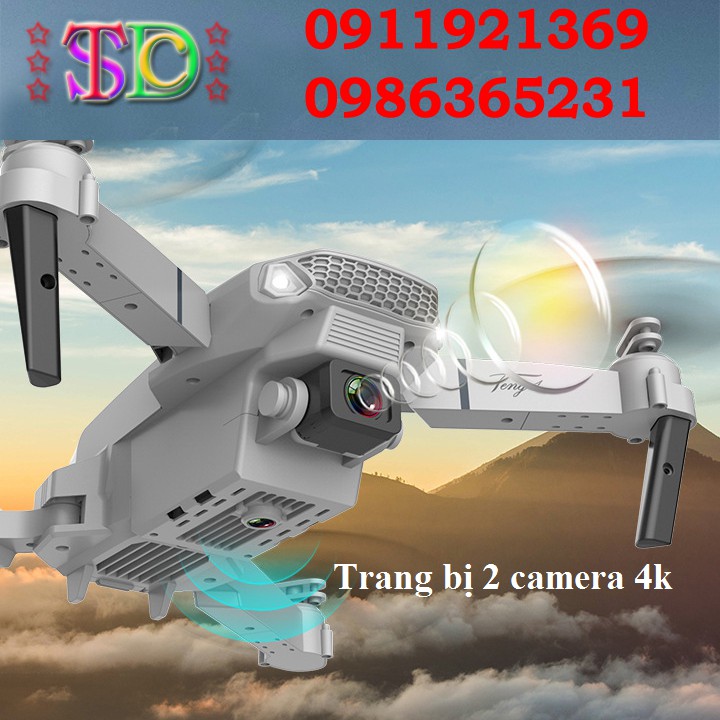 [Tặng Túi Vải Xách Tay] Flycam E88 PRo Trang Bị Camera Kép 4K Bay 18-20phút - Máy Bay Bốn Cánh