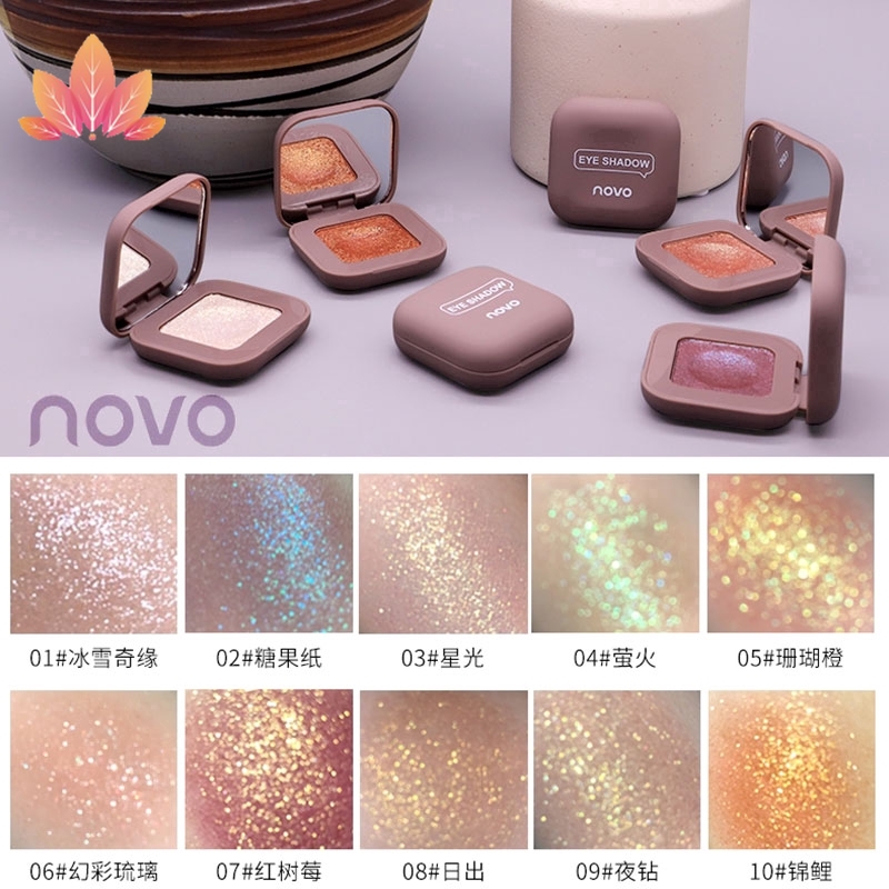 [Hàng mới về] Phấn mắt đơn sắc màu nhũ lấp lánh Novo Jp5