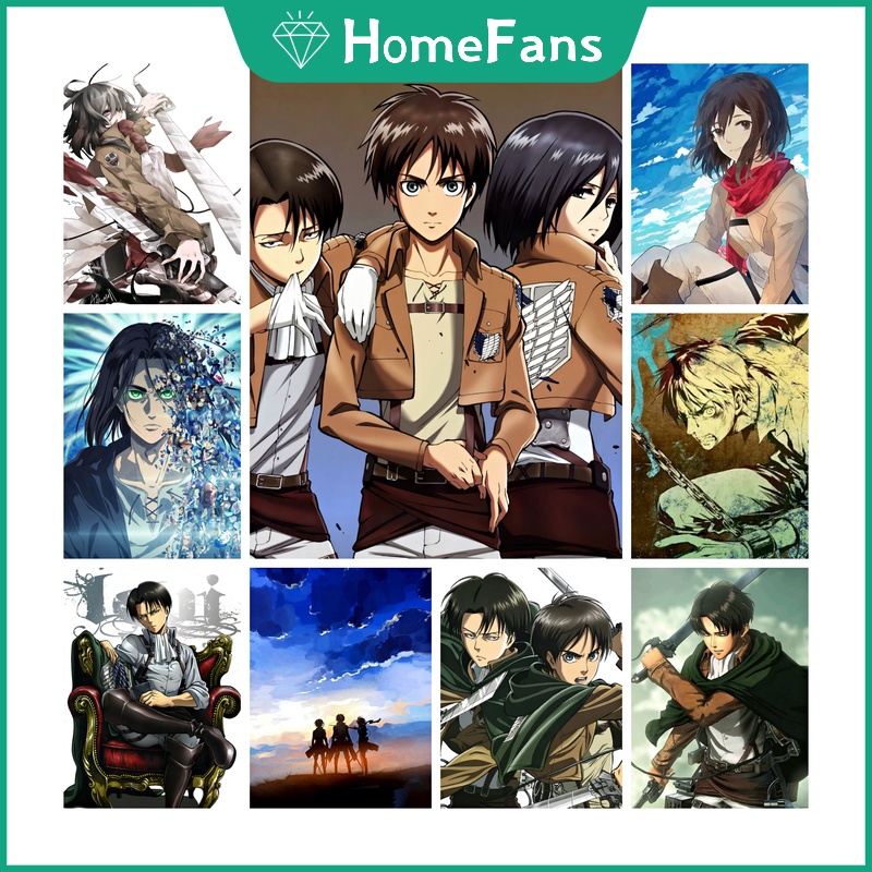Bộ Tranh Đính Đá 5D Họa Tiết Hoạt Hình Attack on Titan Kích Thước 40x50cm DIY Dùng Trang Trí Nhà Cửa