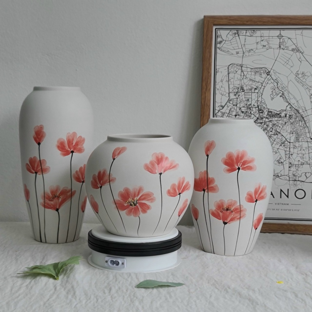Bình hoa vẽ tay mini  làm bình cắm hoa, decor, quà atwngj ý nghĩa