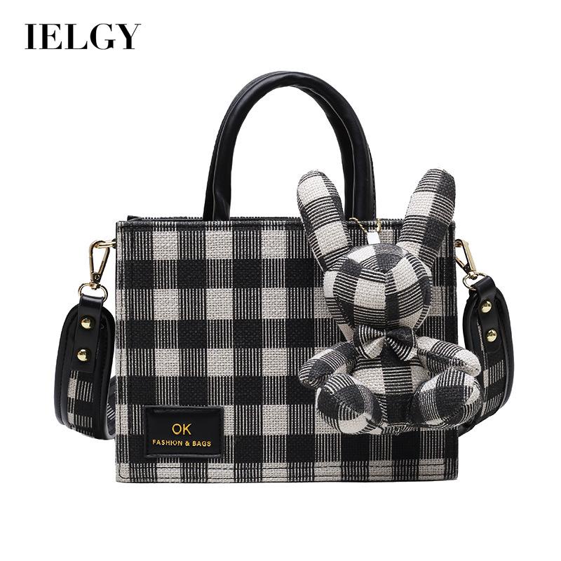 IELGY Túi Đeo Vai Họa Tiết Sọc Caro Phong Cách Cổ Điển Thời Trang Cho Nữ