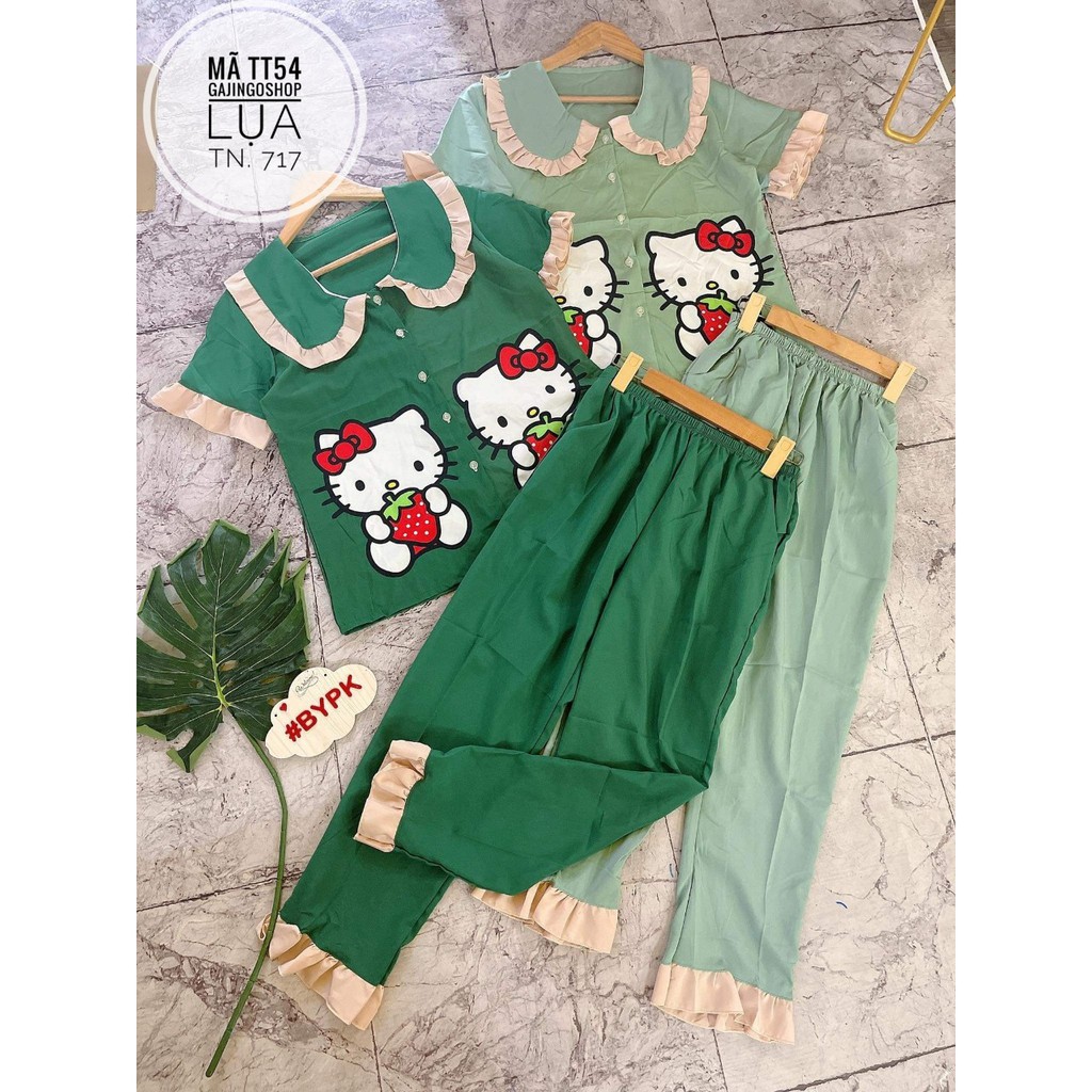 TT54- SET BỘ TIỂU THƯ DƯỚI 58 KG - SET BỘ PIJAMA MÈO KITTY HOT ( Hình thật) | BigBuy360 - bigbuy360.vn